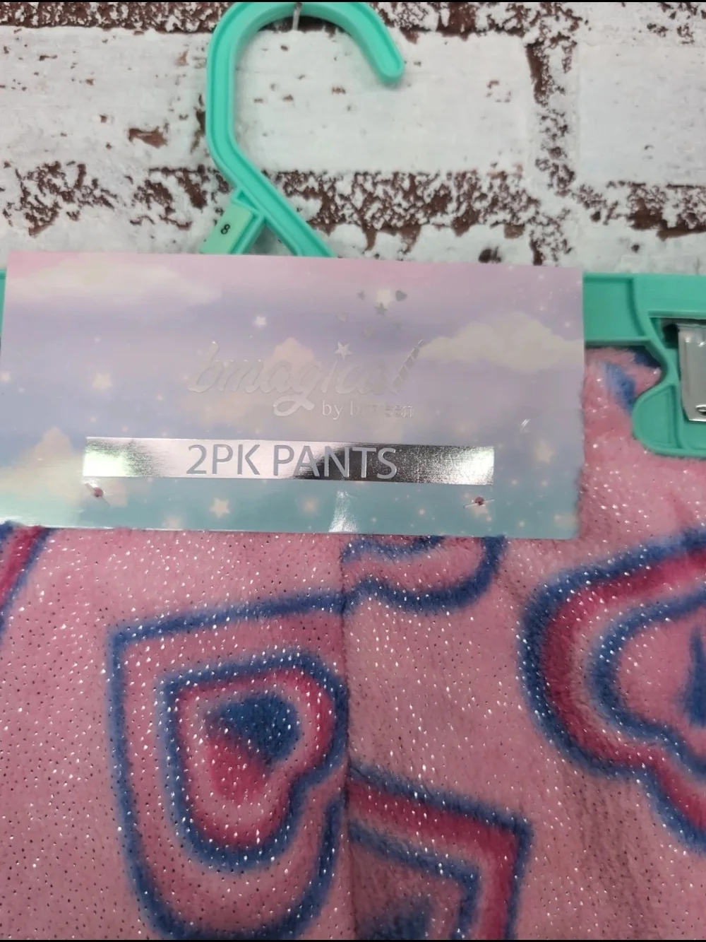 2pk Pink Heart Kids Pj Pants